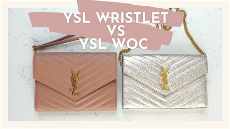 YSL VINTAGE PEACH WRISTLET CLUTCH VS WOC WALLET 